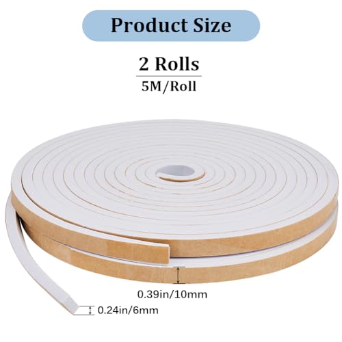 10m Foam Insulation Tape Self Adhesive Black Soundproofing Weather Stripping Seal Strip for Doors Windows L179