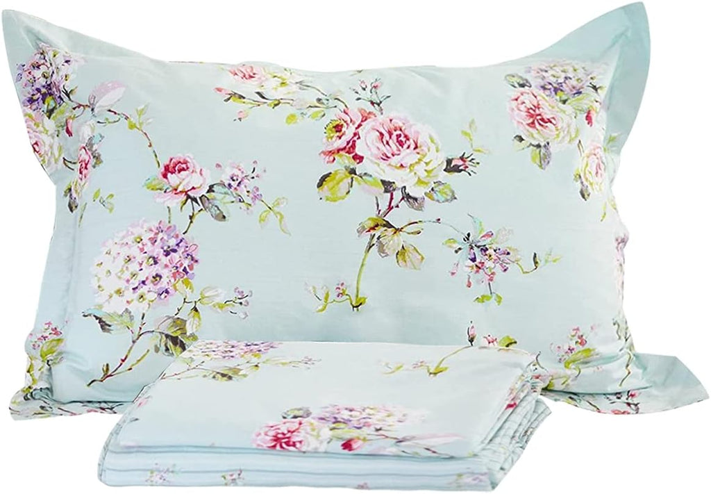 Floral Cotton Sheet Set with Deep Pocket, 4-Piece King Size X92114