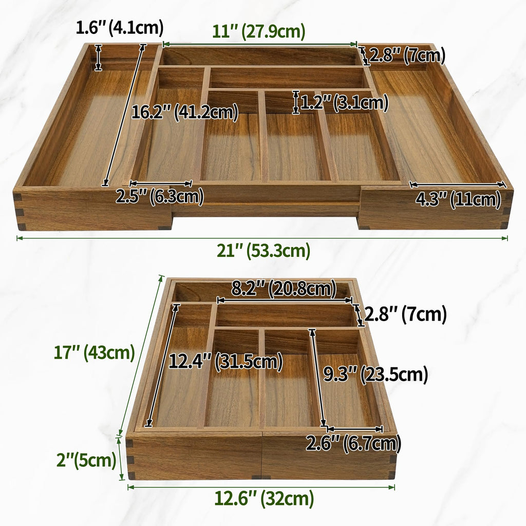 Cutlery Tray Organizer, Adjustable Kitchen Drawer Divider, 8 Compartment Utensil Holder N3759