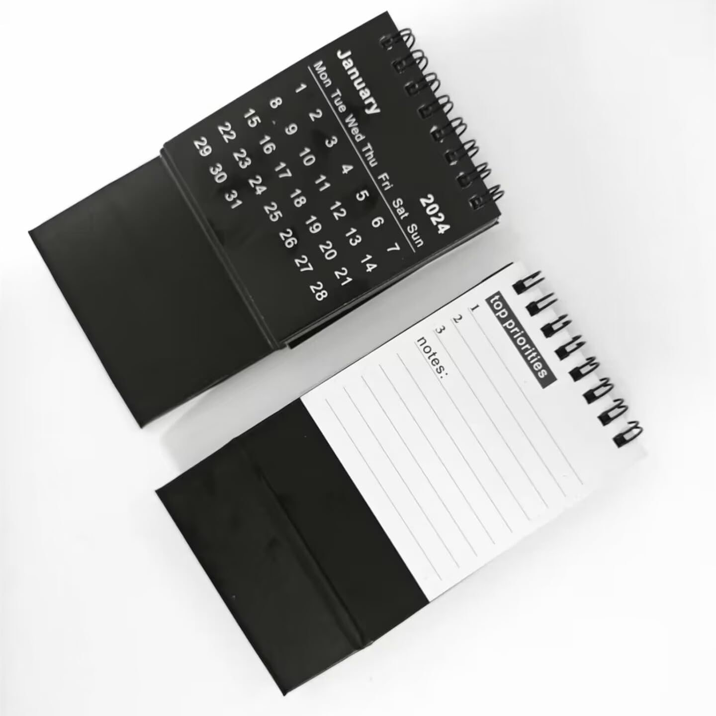 Mini Desk Stand Calendar 2024-2025, Spiral Monthly Flip, Black G356