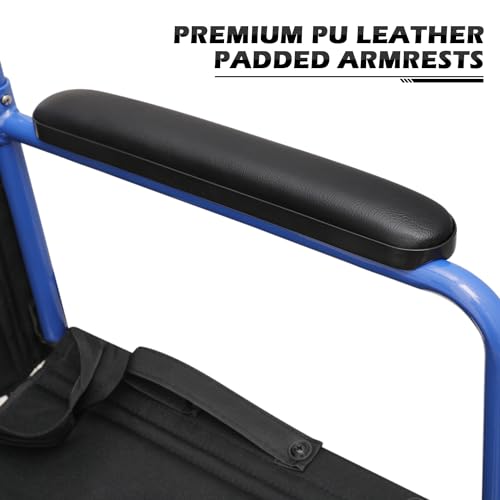 Lightweight Wheelchair for Adults with Locking Hand Brakes, Folding Back, 16 Inch Seat S3855
