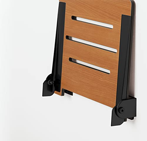 Folding Wall Mount Shower Bench Seat, Rustic Teak Seat with Silver Frame K80649
