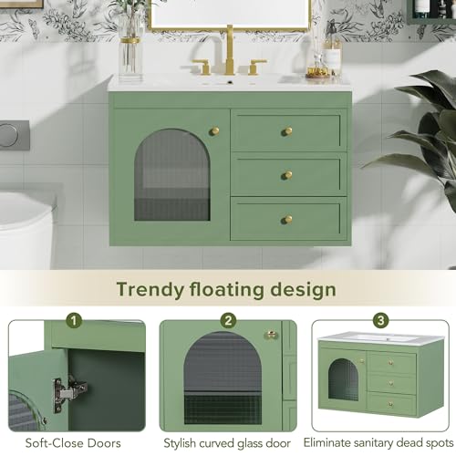 Bathroom Vanity with Sink and 2 Drawers, White N510