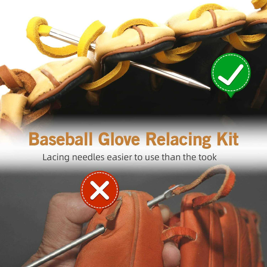 Baseball Glove Lacing Needle with Leather Lacing and Glove Locks F63043