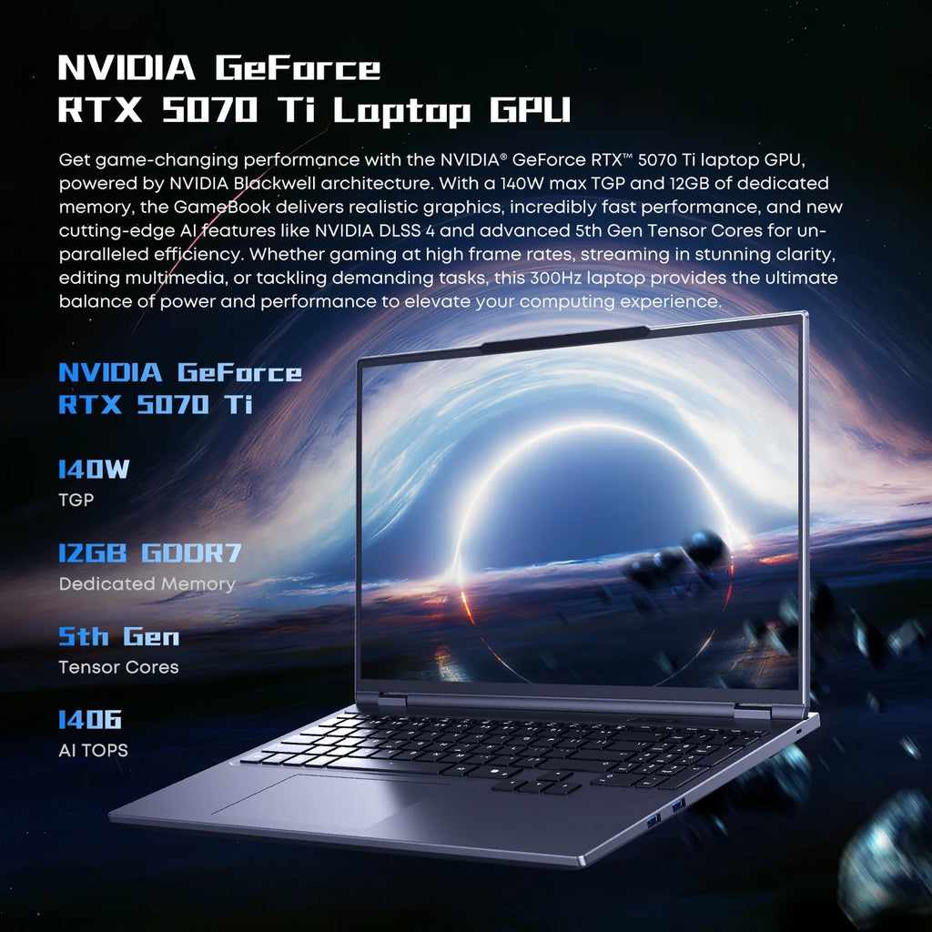 16" Gaming Laptop, RTX-5070Ti, 32GB DDR5, 1TB SSD, Windows 11 Pro S735346