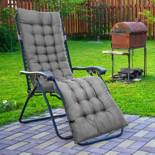 Lounge Chair Cushion 64 x 19 Inch Patio Recliner Pad Gray C2051