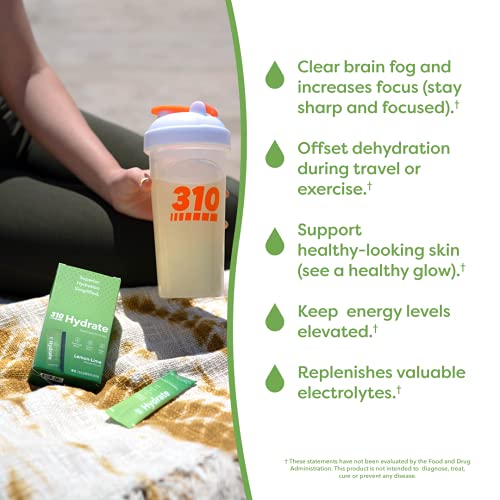 Lemon Lime Electrolyte Powder Packets, Sugar Free Hydration Drink Mix with Vitamins & Minerals, 30 Single Servings O638