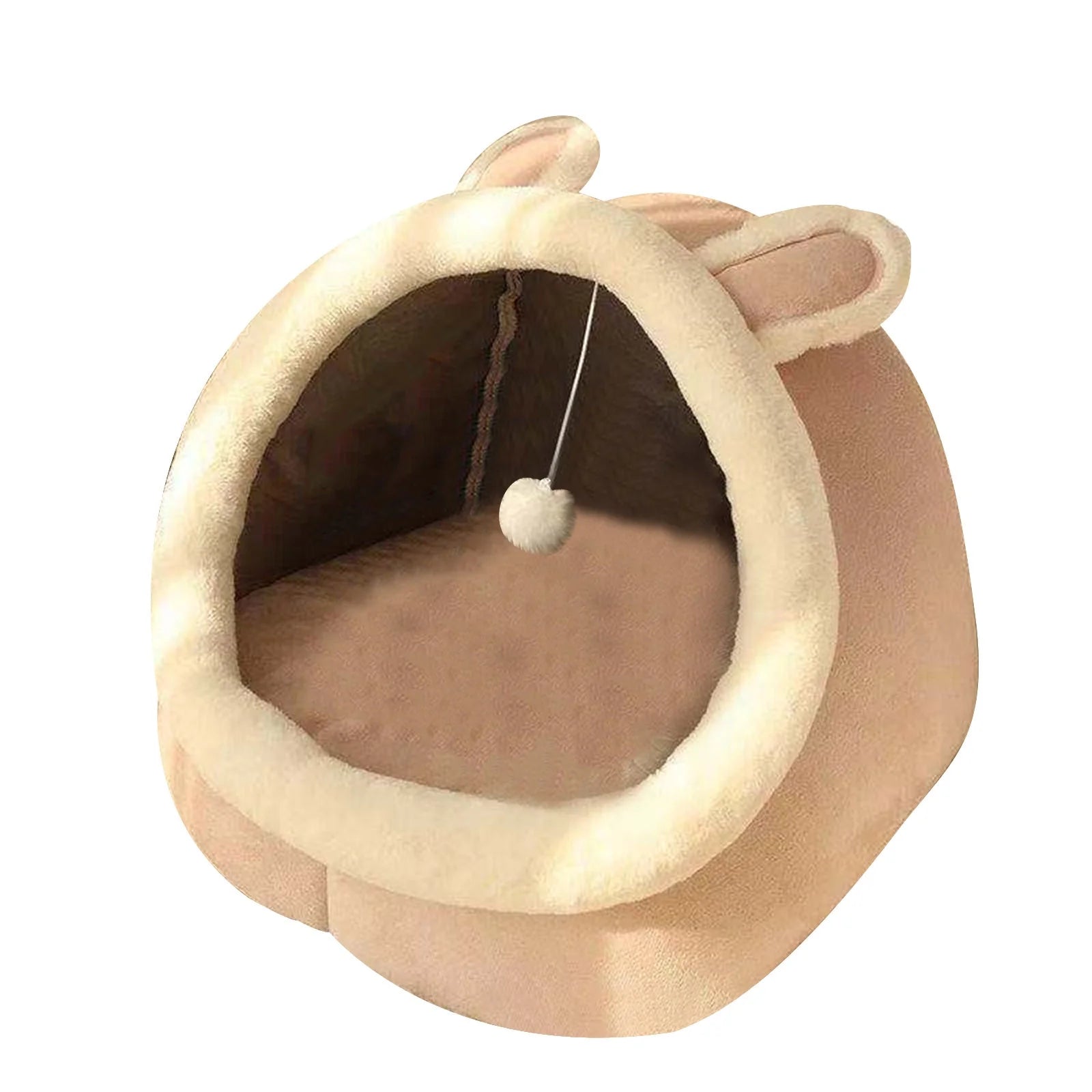 Cat Bed for Indoor Cats with Ears Cozy Cave Sleeping Cushion F94947