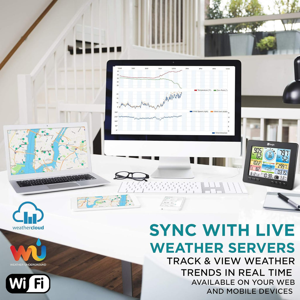 7-in-1 Wi-Fi Weather Station with Solar, Indoor/Outdoor Remote Monitoring System L516768