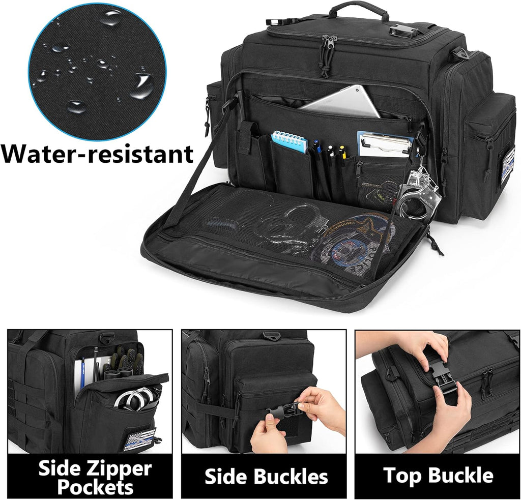 Patrol Bag for Police Gear, Car Front Seat Organizer with Laptop Layer, MOLLE Compatible, Black U998