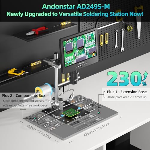 7" HDMI Digital Microscope for Electronics Repair with 3 Lens, 2160P Video Record G72550