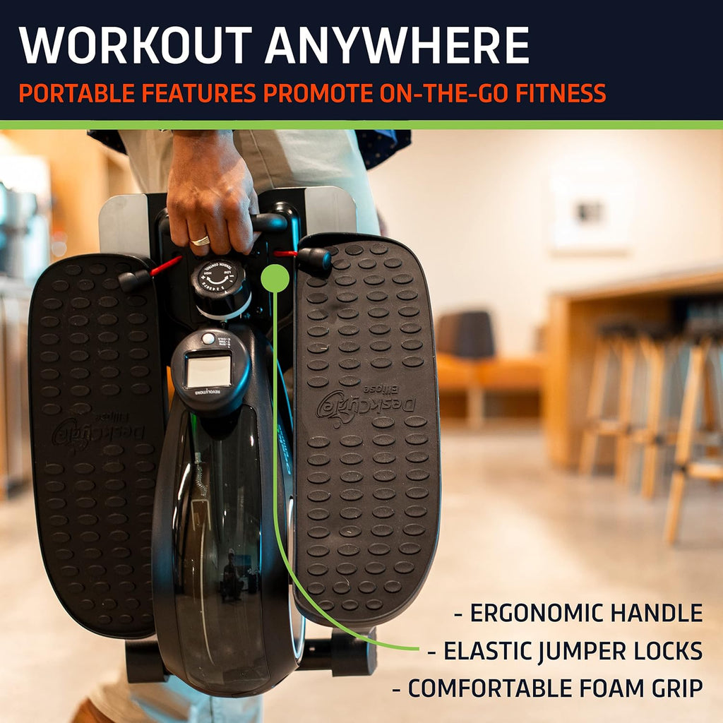 Under Desk Elliptical Machine, Compact Seated Pedal Exerciser, Black R37785