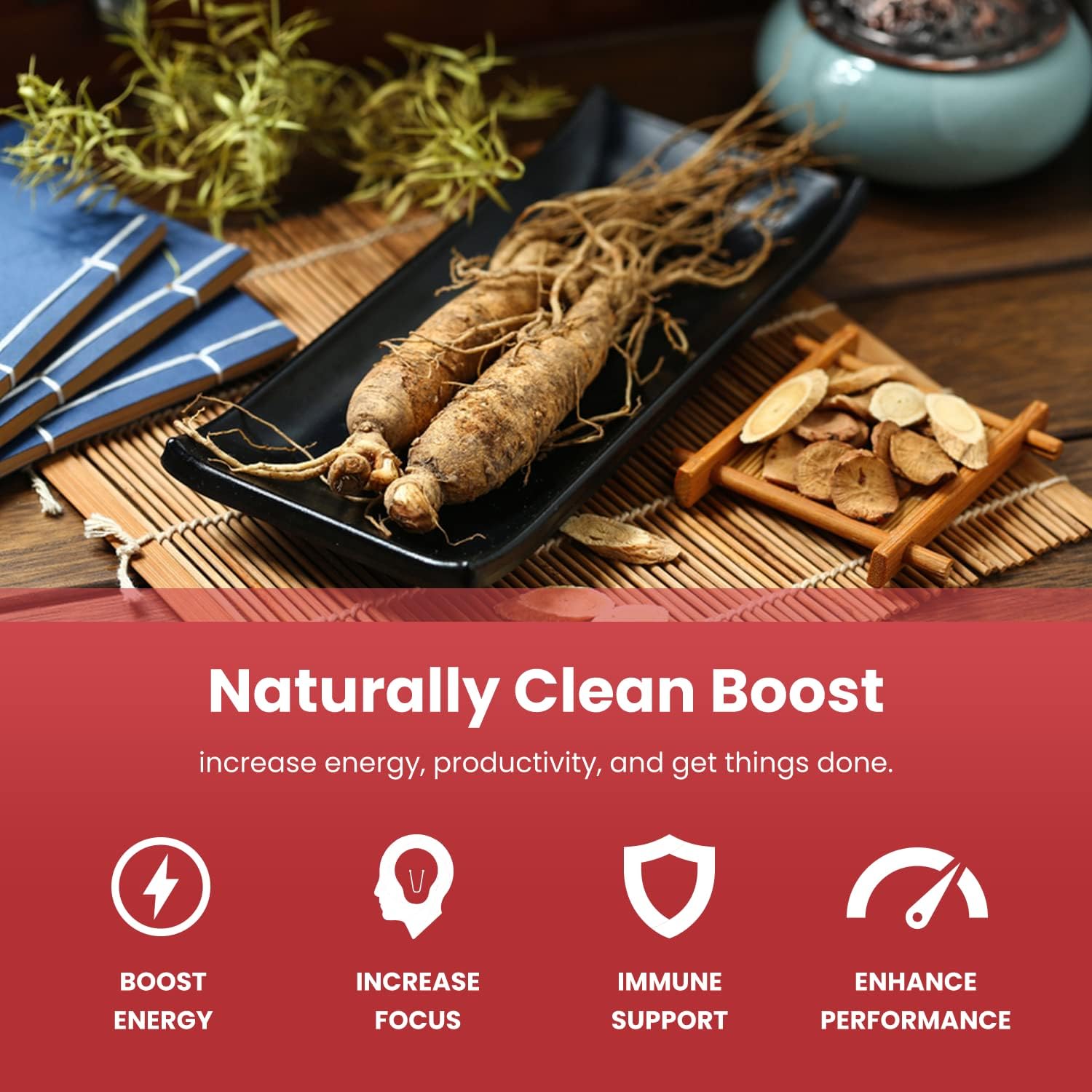 Korean Red Panax Ginseng Capsules for Energy and Immune Support F489623