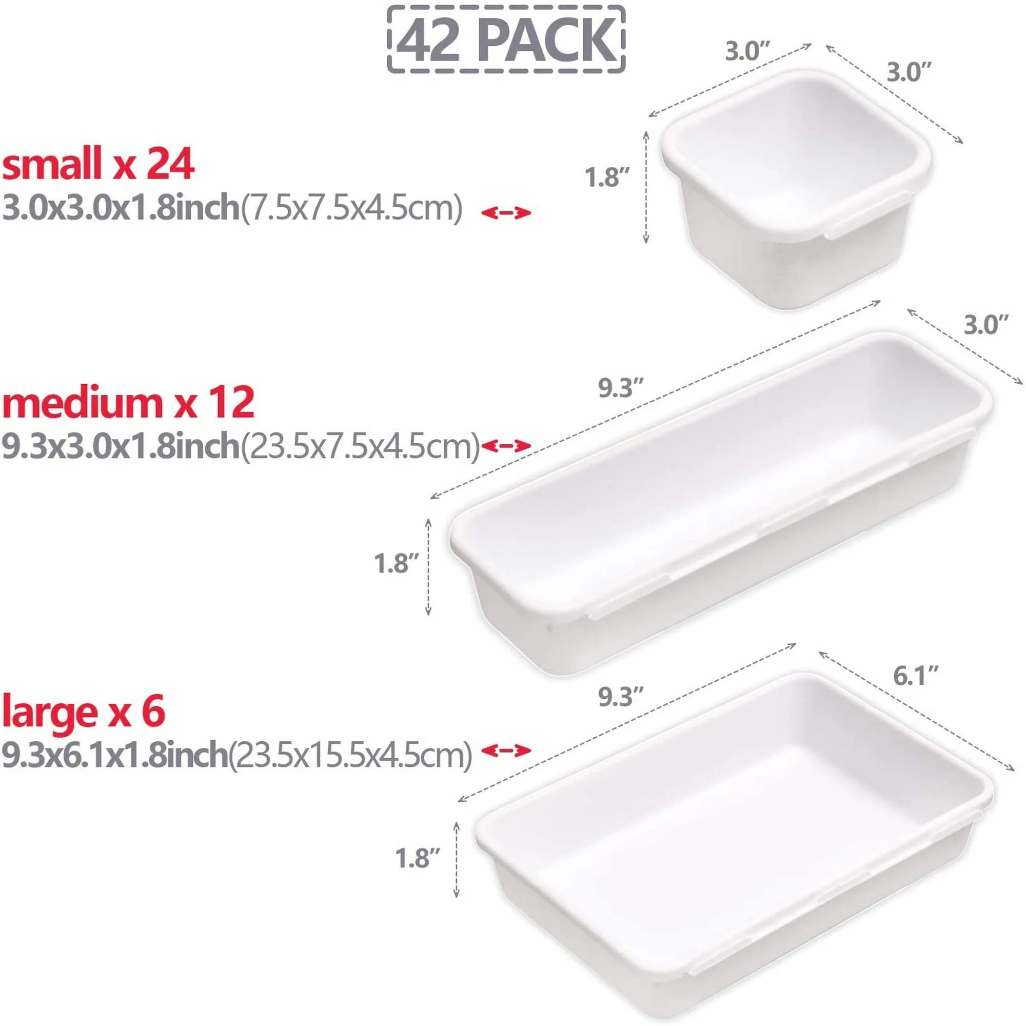 42 Pack Interlocking Drawer Organizer Trays with Dividers Y770326