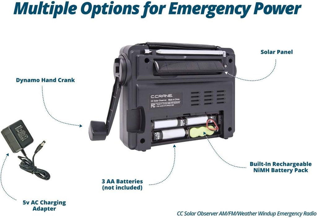 Solar Emergency Crank Radio with AM FM NOAA Weather and LED Flashlight K1577