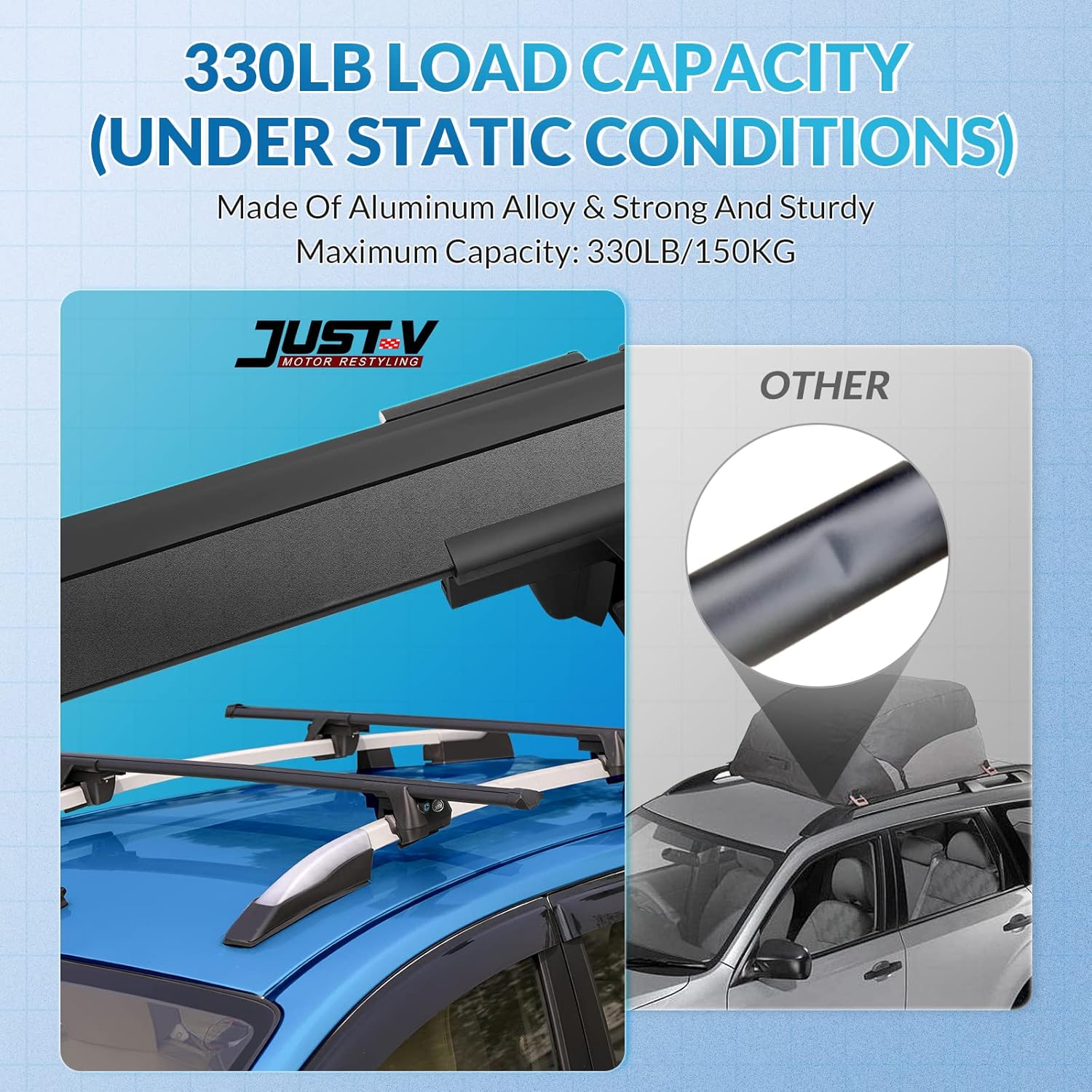 Roof Rack Cross Bars, Adjustable Lockable Aluminum Cargo Carrier, 330 LBS Capacity C9605