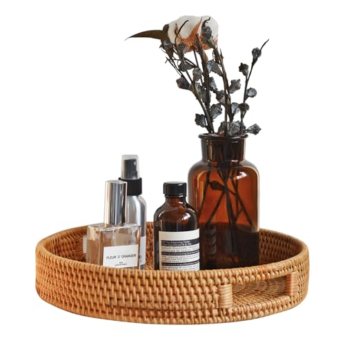 Round Serving Tray with Cut Out Handles for Home Decor A824