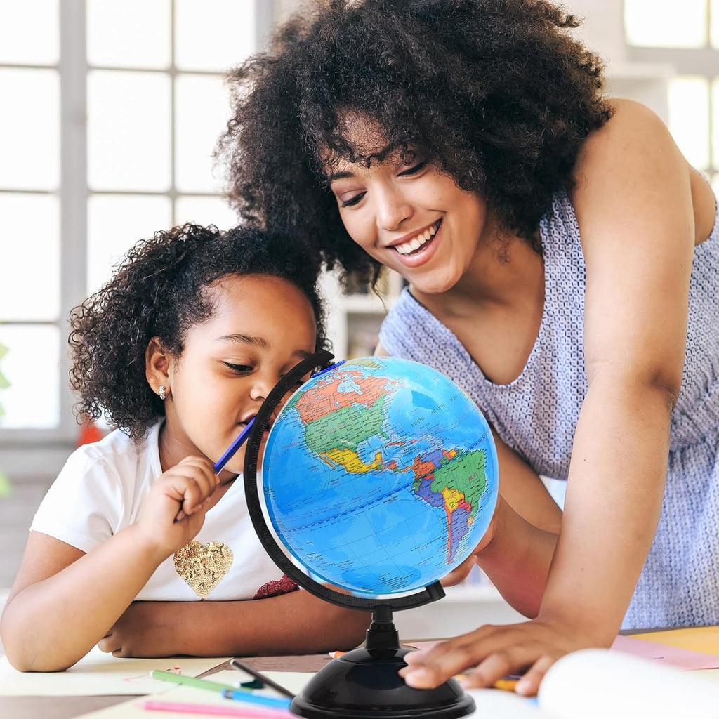 8 Inch Spinning Globe with Stand for Kids Geography Learning Y3746