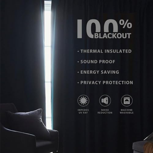 Faux Linen Blackout Curtains for Bedroom, Light Grey, 84 Inches Long R7653