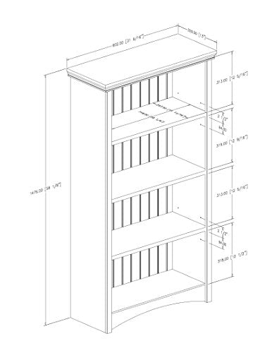 4-Shelf Bookcase, Gray Maple F3779