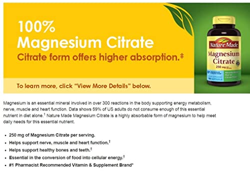 Magnesium Citrate 250 mg Dietary Supplement Softgels O52020