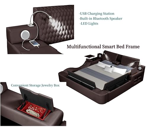 Queen Size Smart Bed Frame with Massage Recliner and Storage G4037