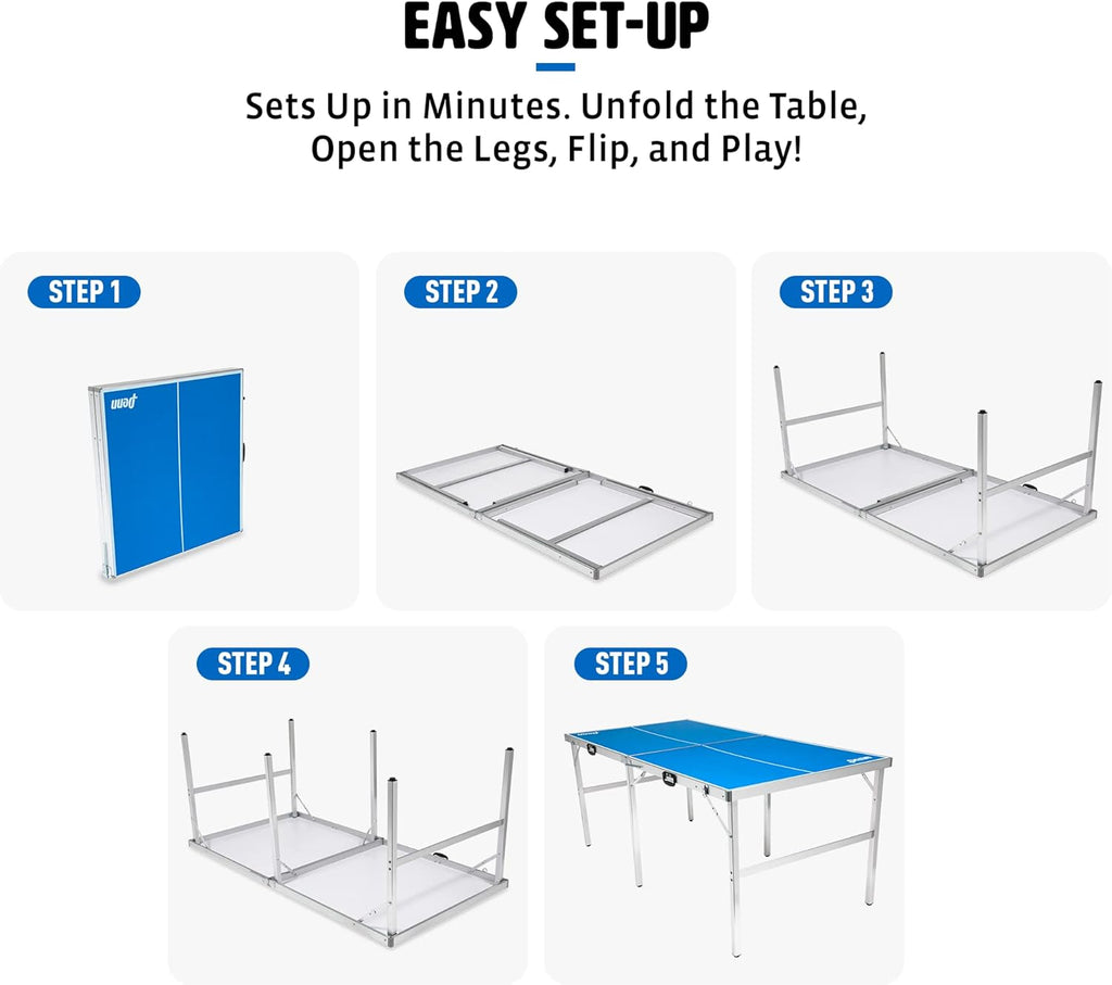 Portable 6ft Table Tennis Table with Net, 2 Paddles and 4 Balls P252