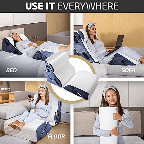 Adjustable Wedge Pillow Set with Leg Elevation for Back Support X74341