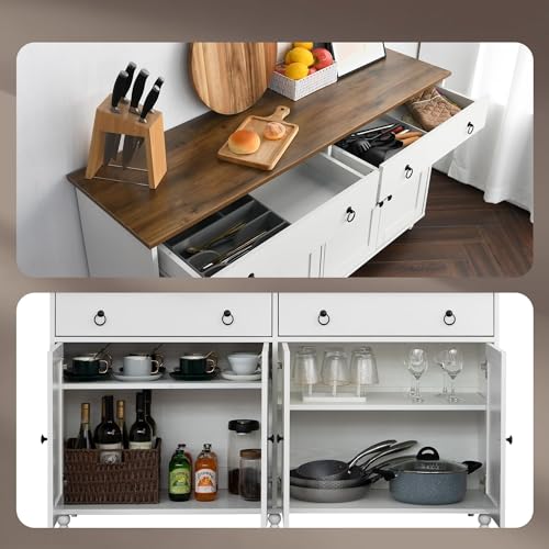 Black Buffet Cabinet with Storage and Gourd Legs O767
