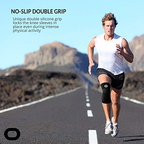 Compression Knee Sleeve (1 Pair) - Non-Slip Knee Support for Running, Weightlifting, Gym I14051