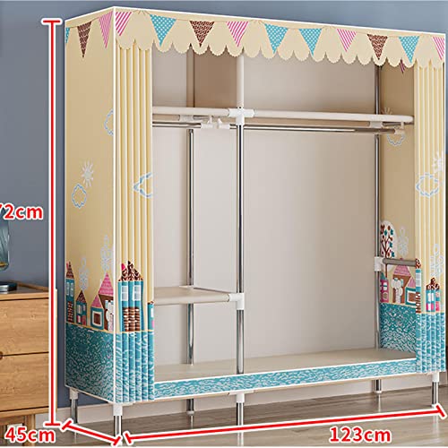 Portable Wardrobe with Hanging Rail and Shelves Y9022