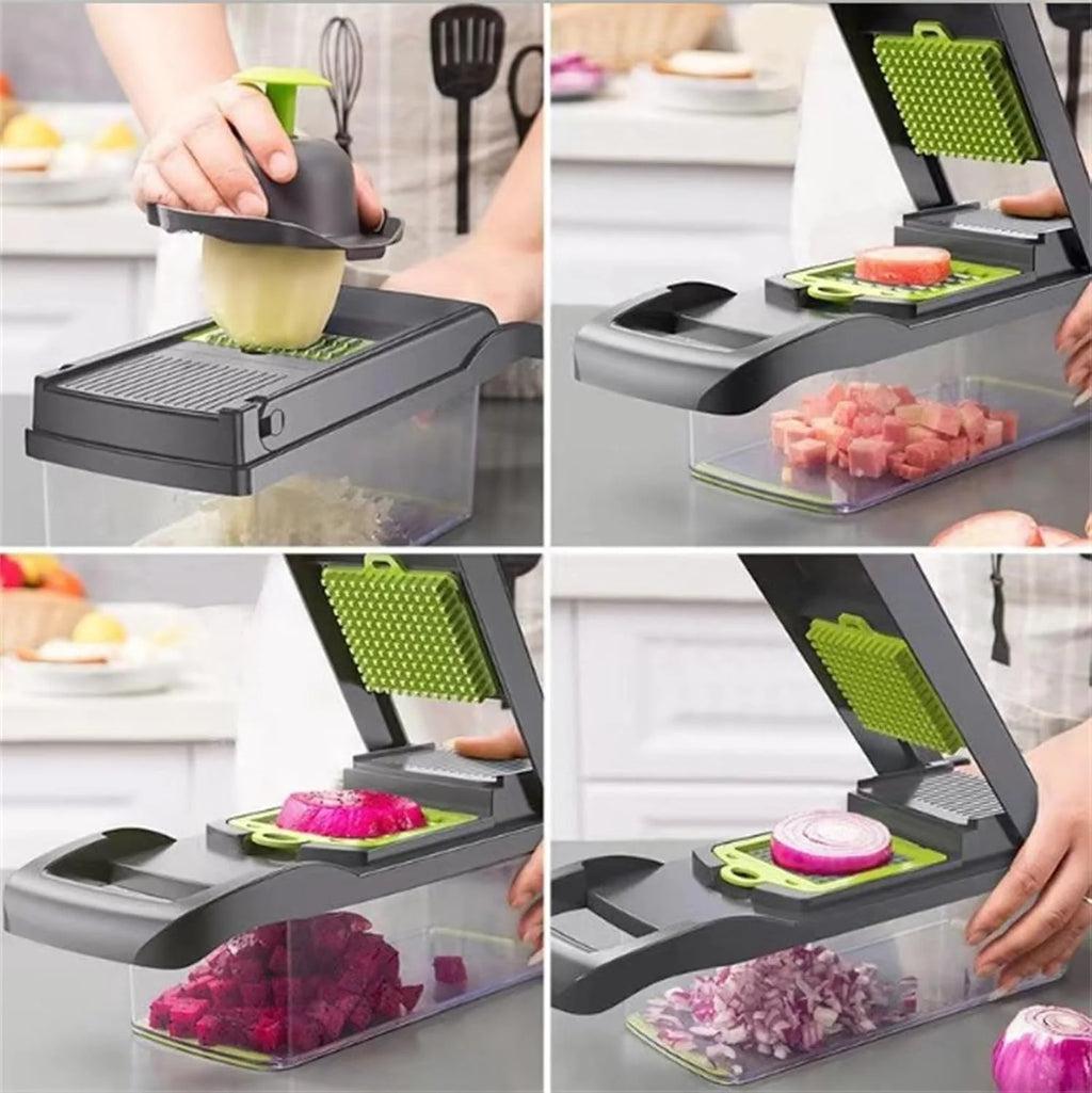 Vegetable Cutter & Slicer with Stainless Steel Blades, Kitchen Gadgets K2489