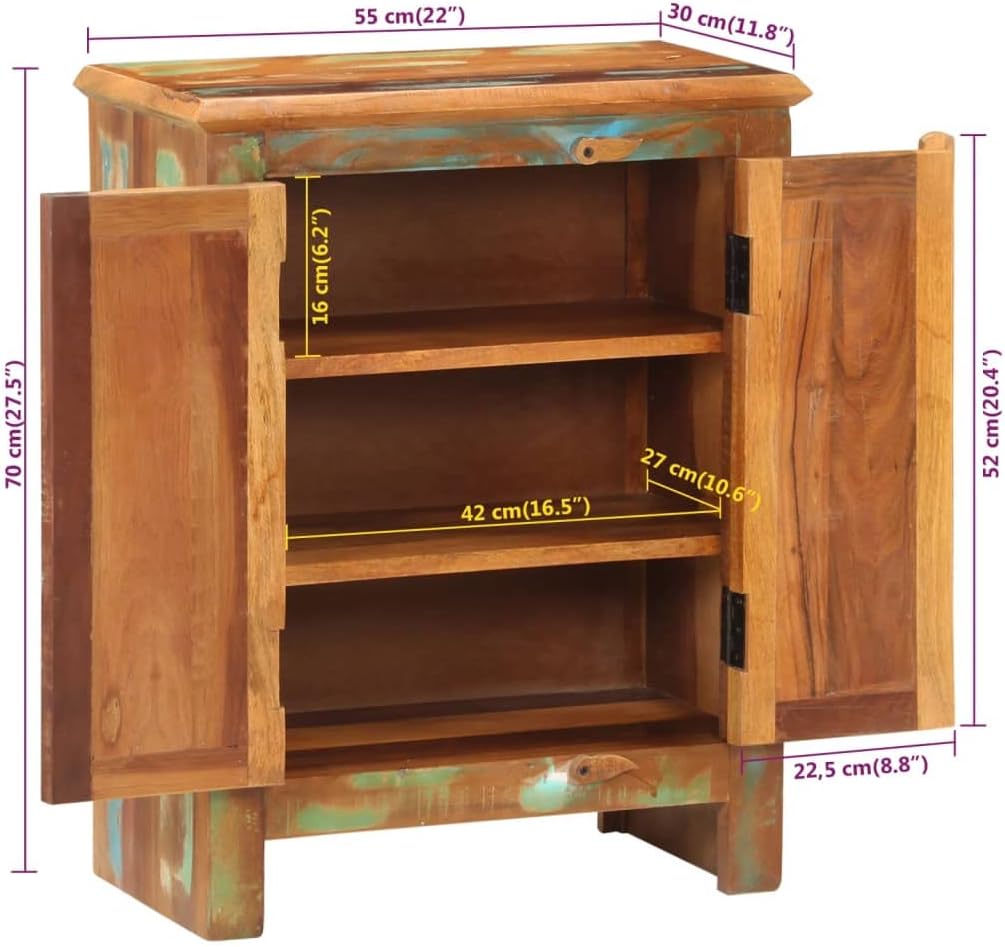 Sideboard with 2 Doors, Solid Wood, for Living Room and Entryway T341