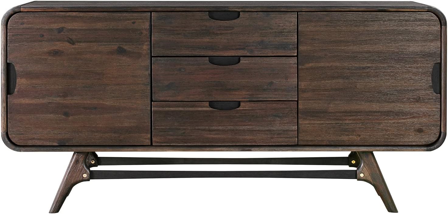 65 Inch Serving Cabinet Buffet Sideboard with 3 Drawers, Brown Q6839