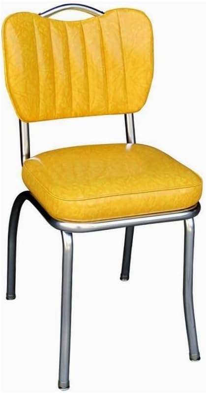 Diner Chair with Channel Back and Box Seat - Cracked Ice Yellow J6018