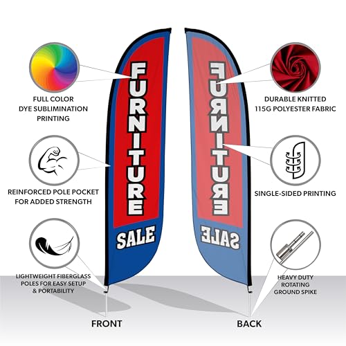 Feather Flag Pole Kit 12 ft with Fiberglass Pole and Ground Spike for Business Promotion X40651