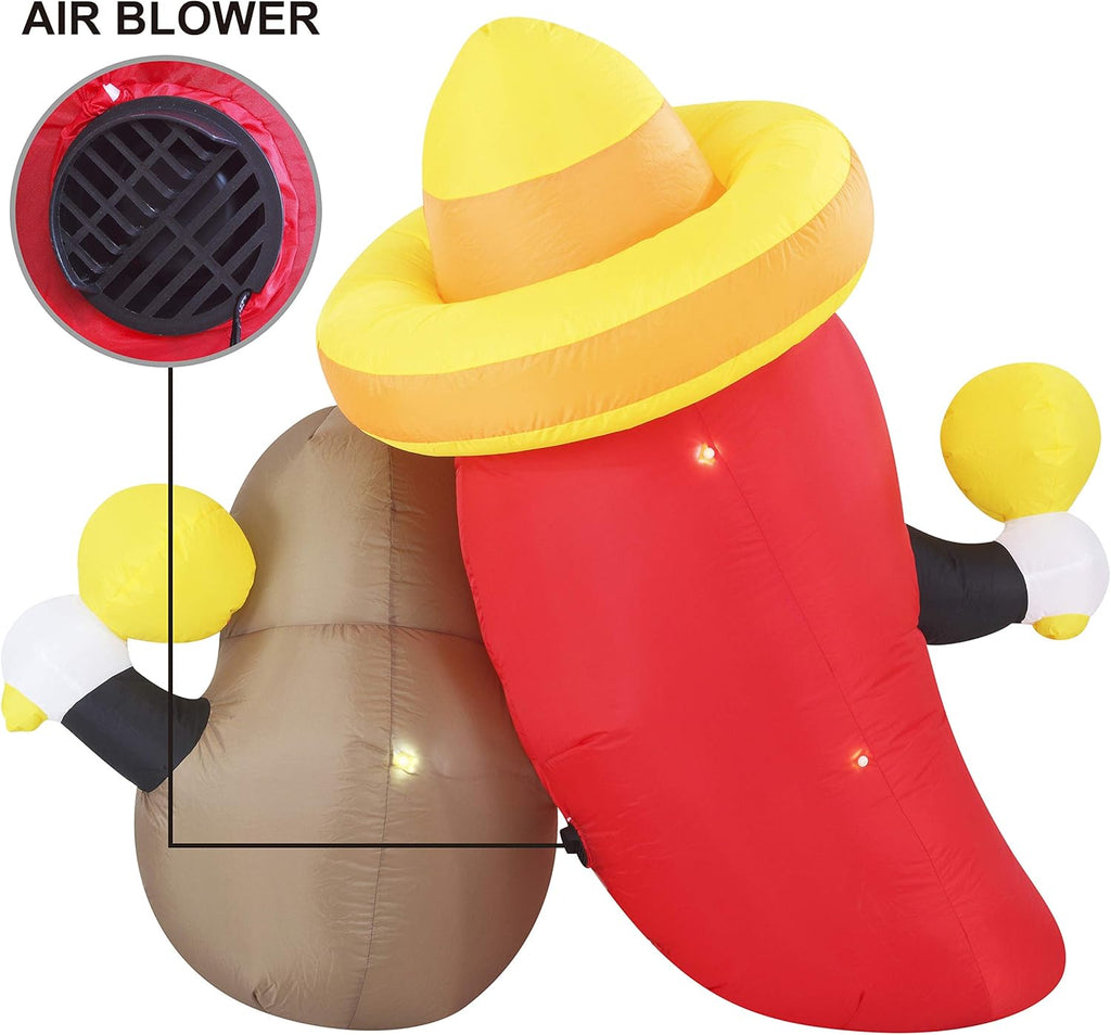6 FT Inflatable Avocado and Chili Party Decoration with LEDs Y754