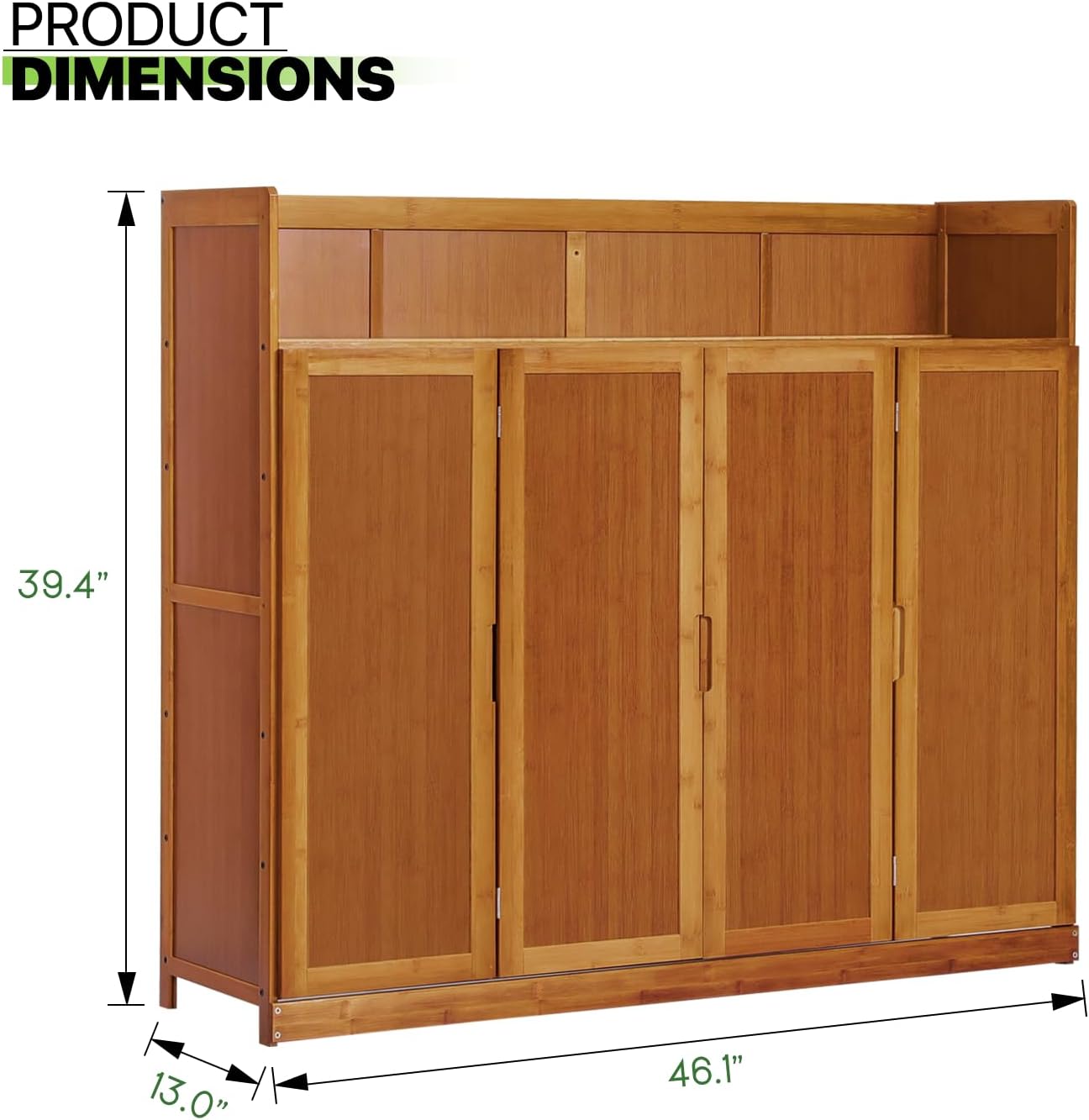 5 Tier Bamboo Shoe Cabinet with Doors, Freestanding Shoe Shelf Organizer G177