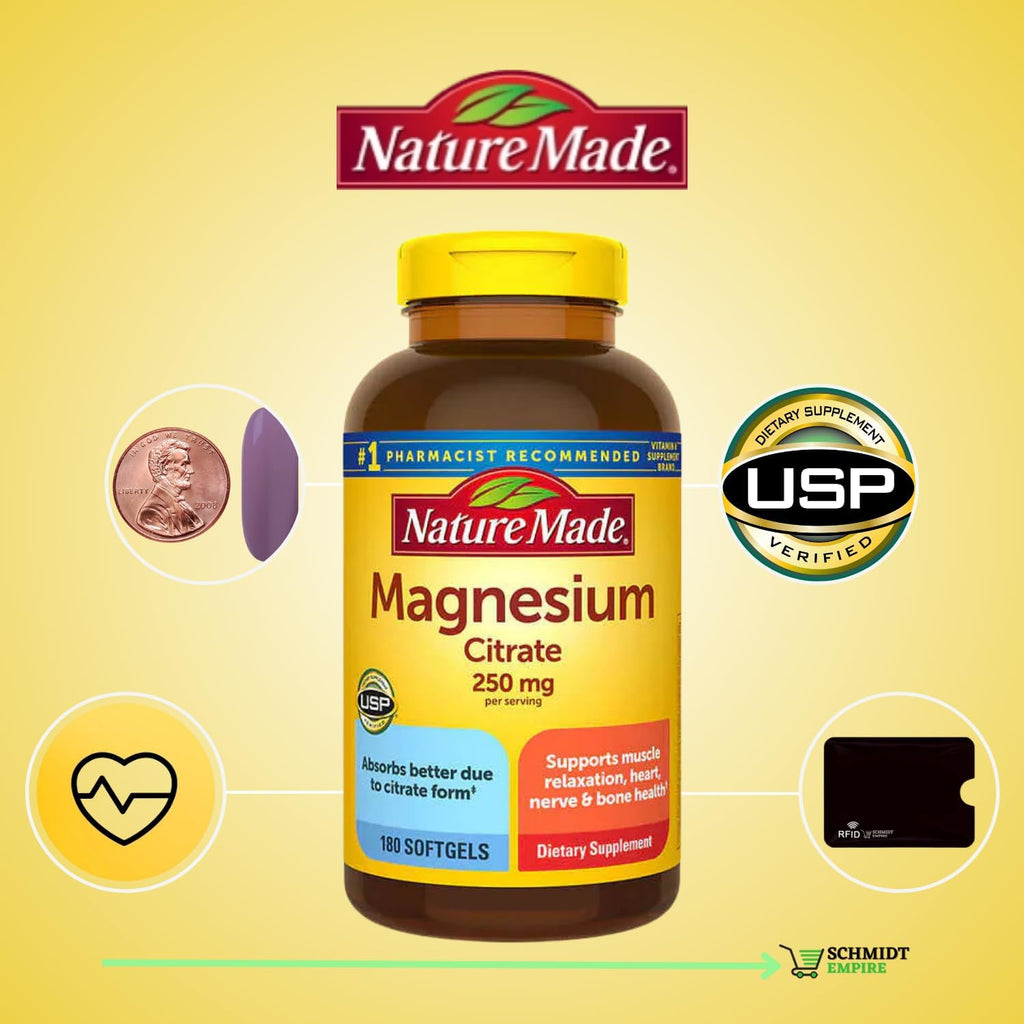 Magnesium Citrate 250 mg Softgels, 180 Count D796280