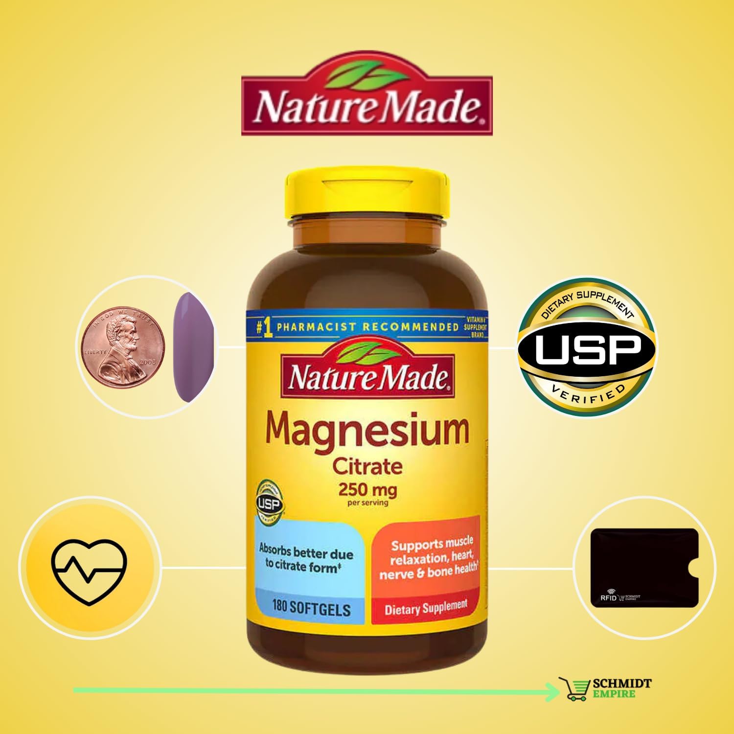 Magnesium Citrate 250 mg Softgels, 180 Count D796280
