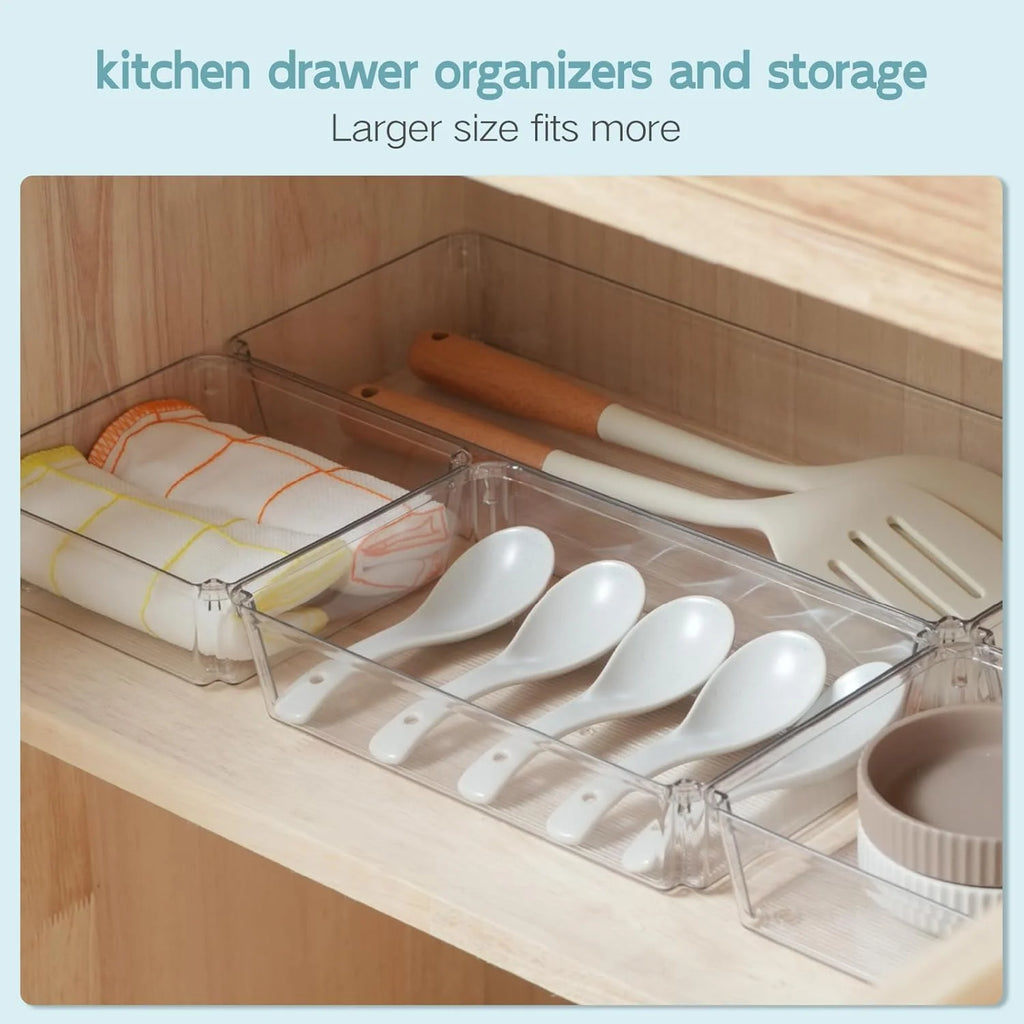 Large Clear Plastic Drawer Organizer Trays, Non-Slip Storage Bins F837049