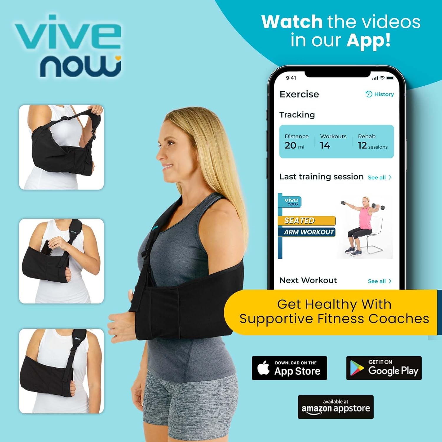 Arm Sling Shoulder Immobilizer for Left or Right Arm, Adjustable Padded Straps W612737
