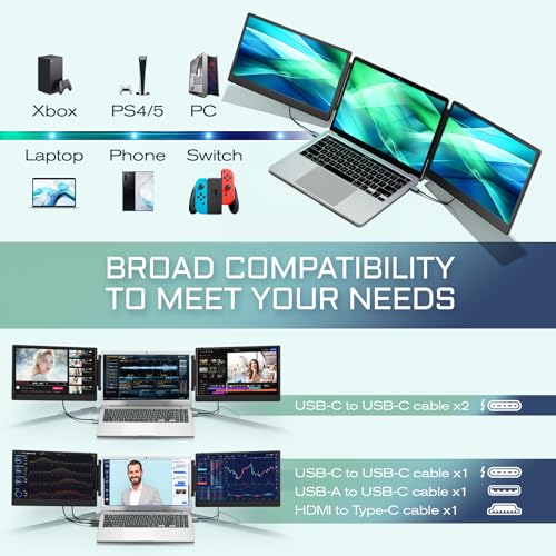 Portable Monitor 14.2" FHD IPS Laptop Screen Extender with Foldable Stand W624