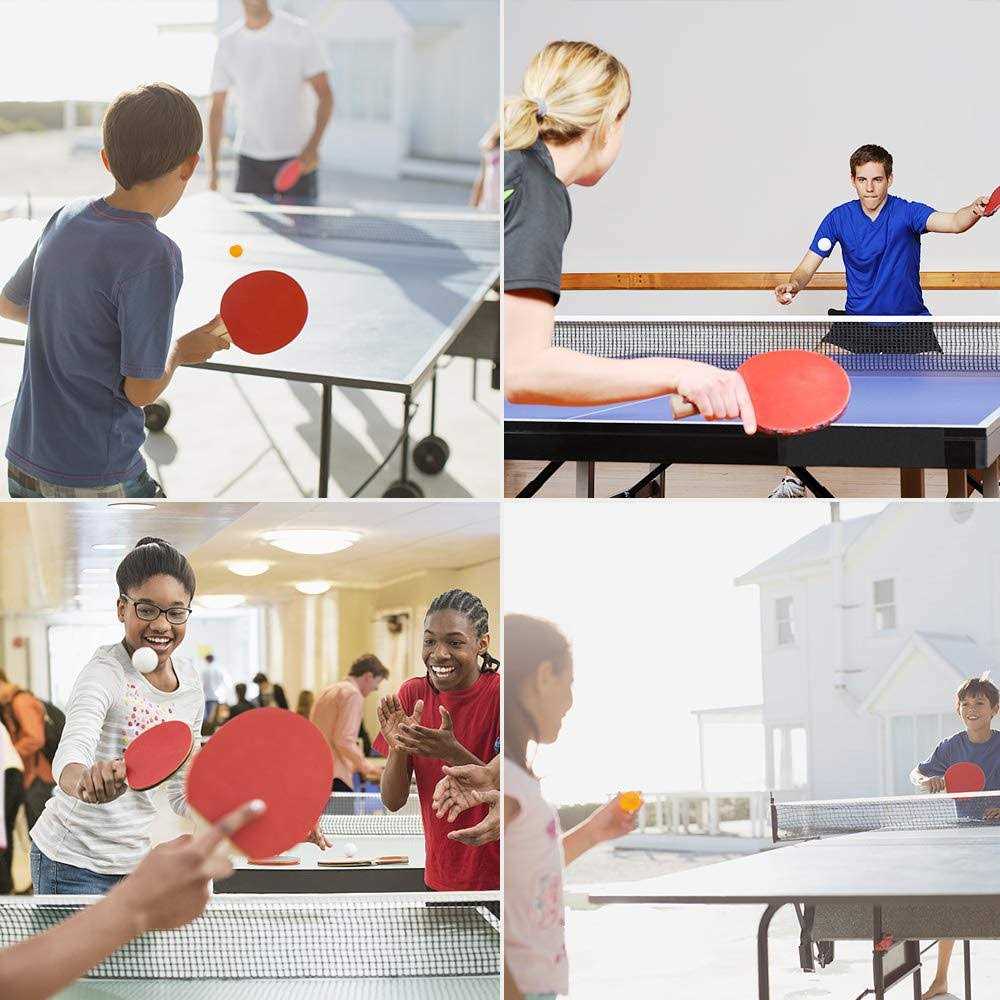 Ping Pong Paddle Set with Retractable Net, 2 Rackets, 6 Balls and Carry Bag T52477