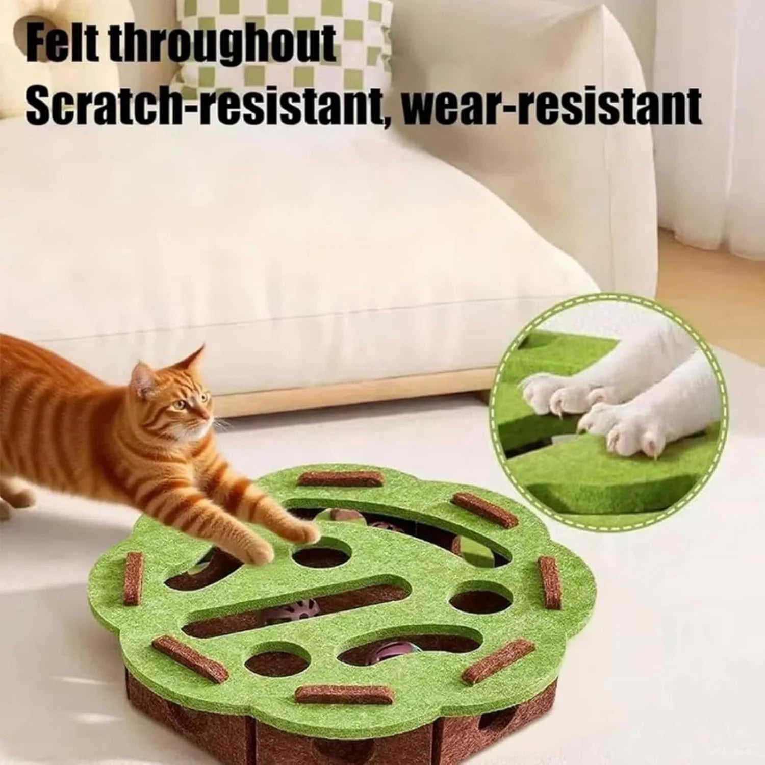 Cat Nail File Scratcher Box, Interactive Puzzle Toy for Indoor Cats Q178
