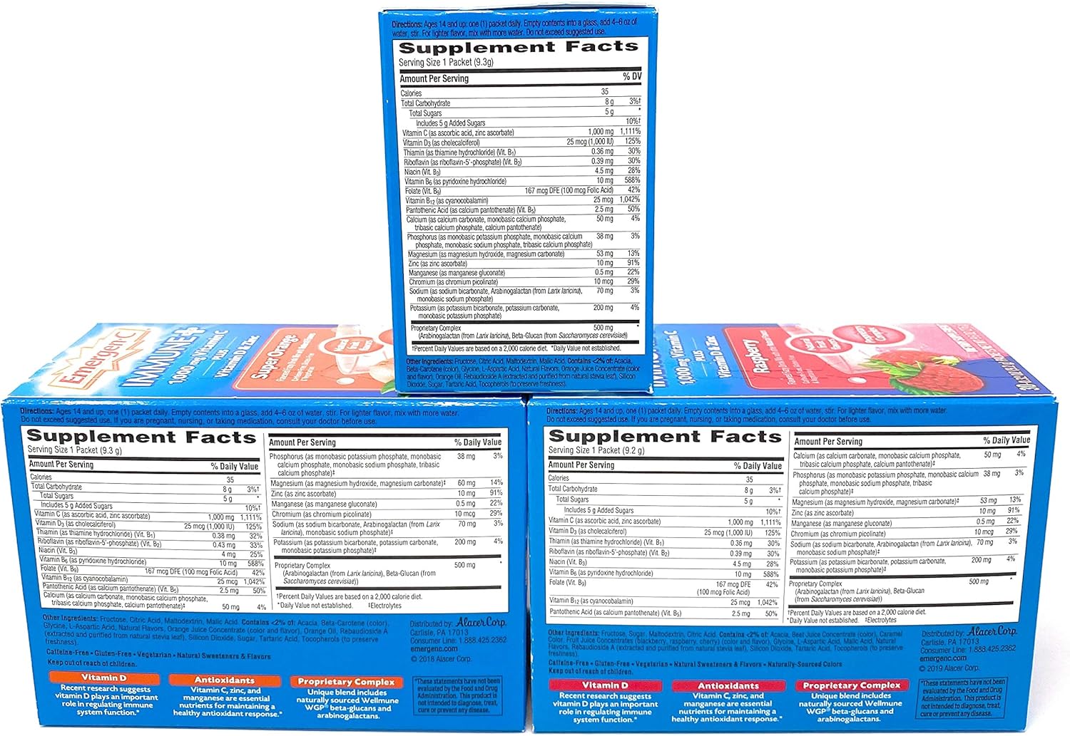 Dietary Supplement Fizzy Drink Mix Powder, Super Orange and Raspberry B964