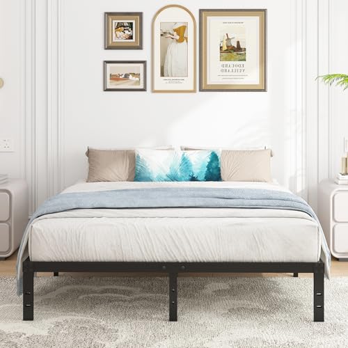 Metal Bed Frame, Heavy Duty Steel Slat, No Box Spring Needed, Black N3340