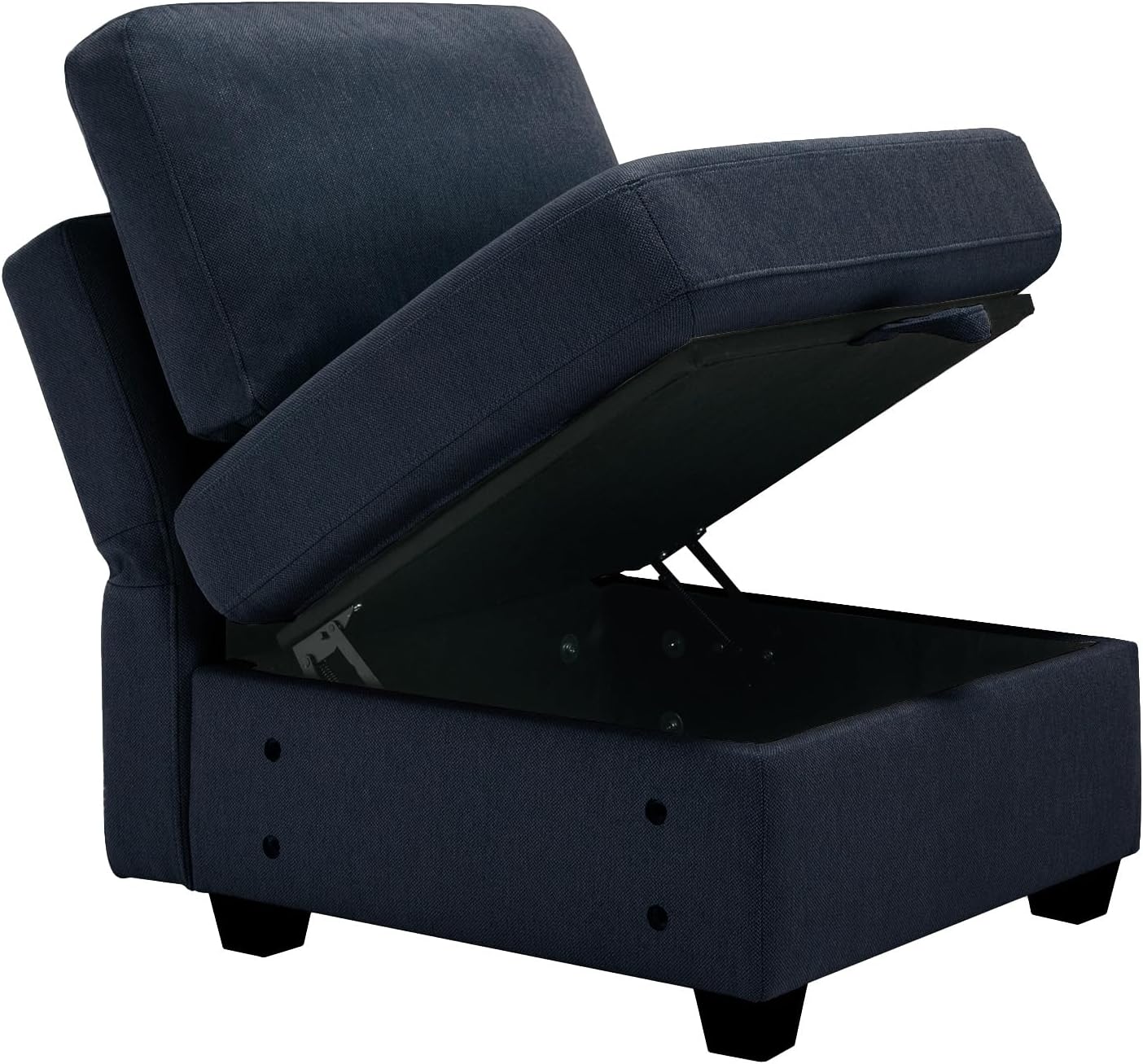 Small Sectional Sofa with Ottoman, 2 Seater with Storage - Blue N3273