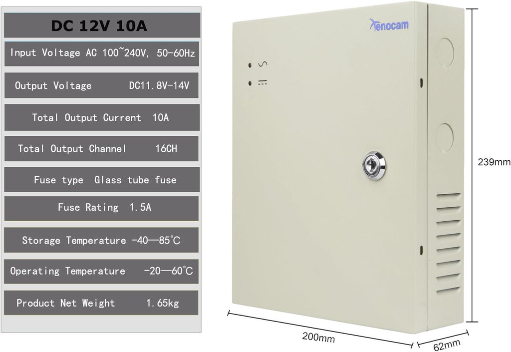 8 Channel 12V DC 5A PTC Fuse Power Supply Box for CCTV DVR Security System X6720