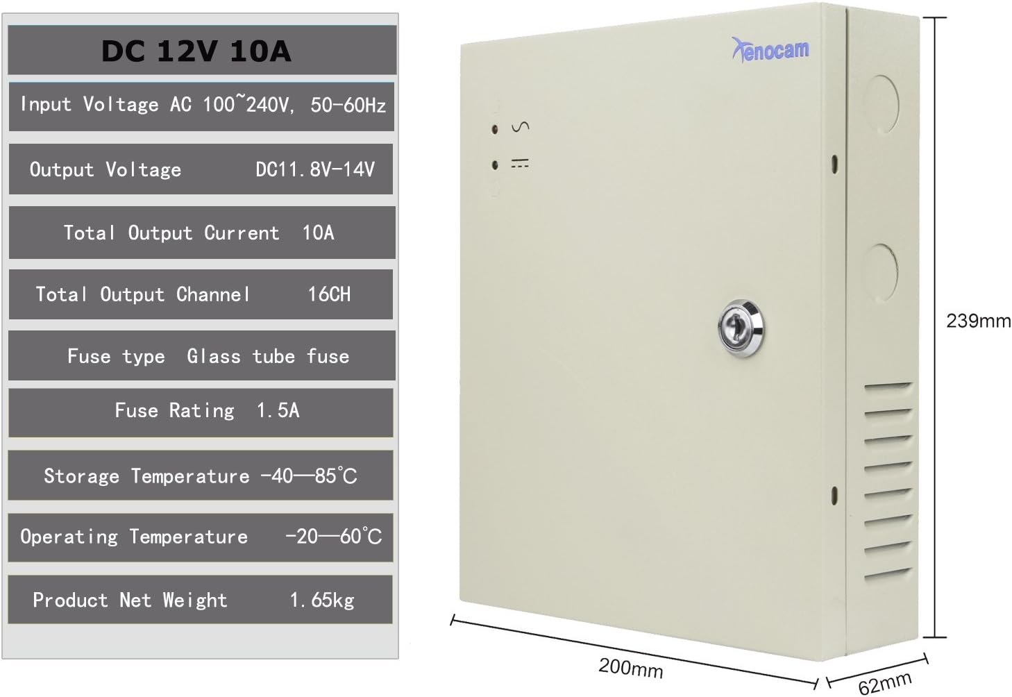 8 Channel 12V DC 5A PTC Fuse Power Supply Box for CCTV DVR Security System X6720